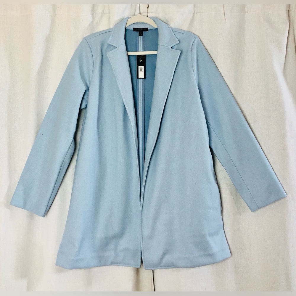 Banana Republic Women’s Brushed Knit Open Front Jacket Coat Light Blue Large NWT